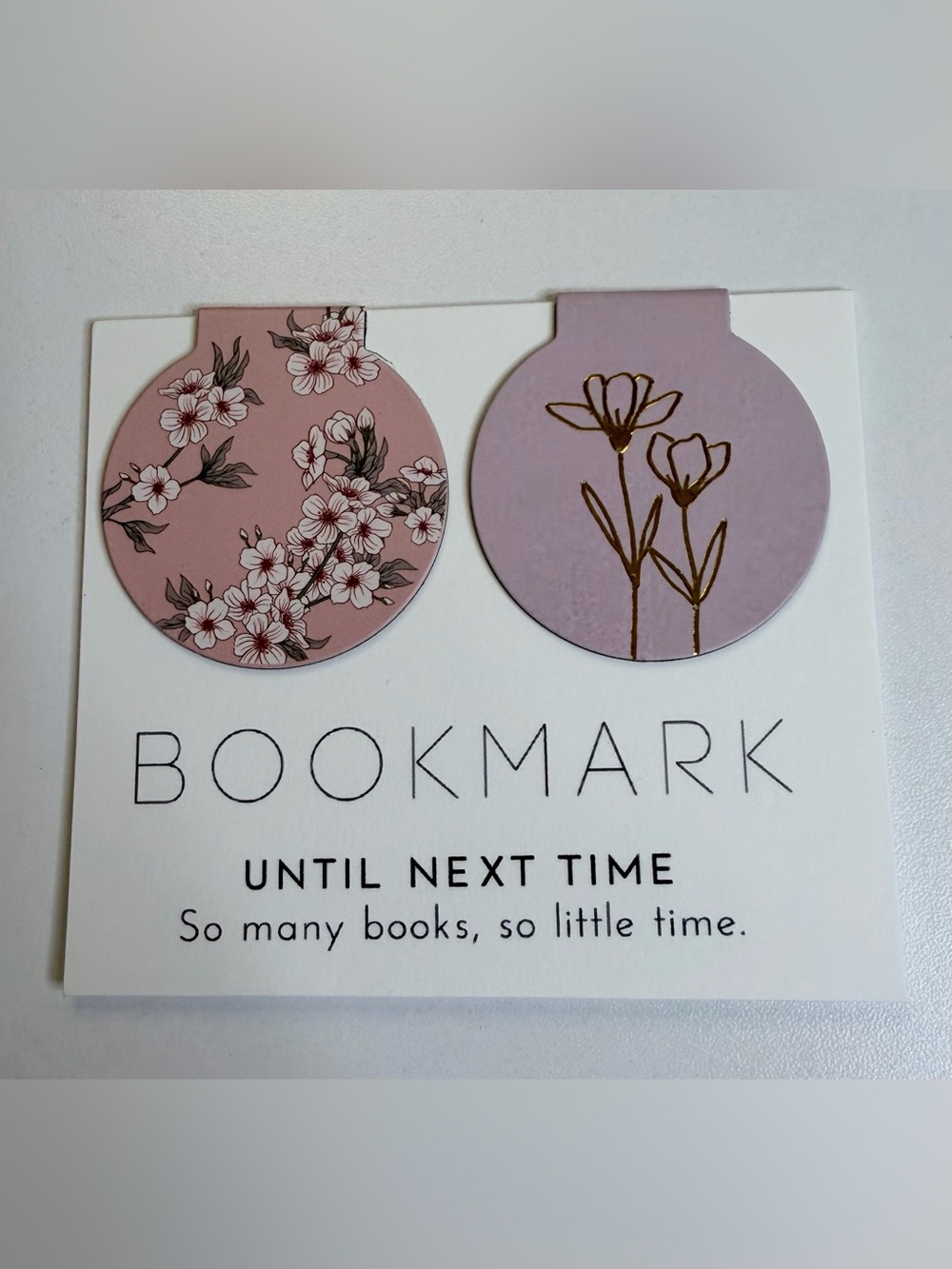 Pink and Purple Floral and Gold-Accent Bookmark Duo